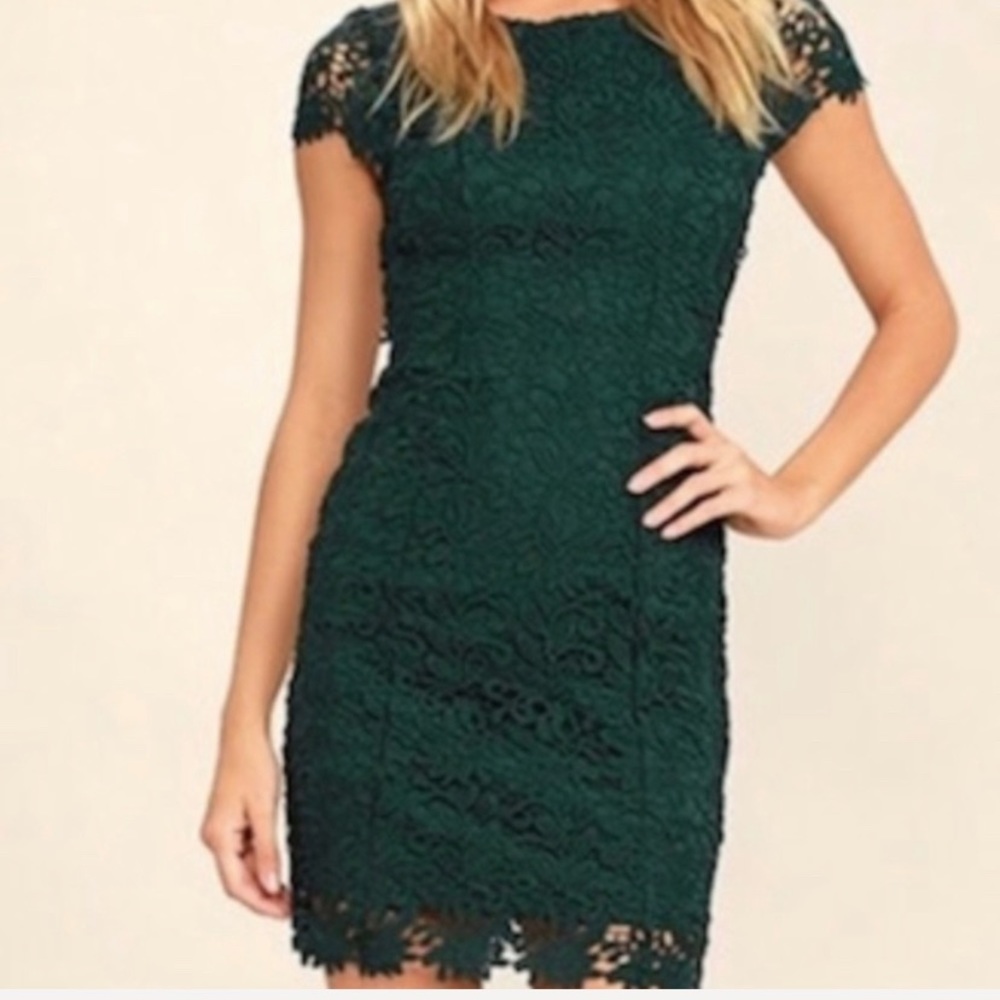 Lulu's Romance Language Dark Green Backless Dress